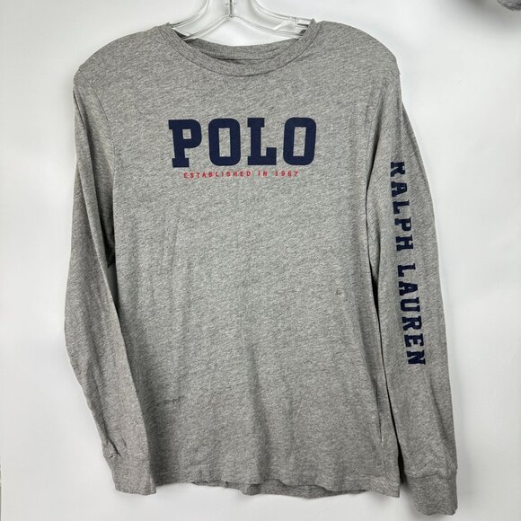 Ralph Lauren Polo  Shirt Unisex L  (14-16) Gray Long-Sleeve Graphic Print - Picture 4 of 14